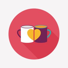 Valentine's day cup flat icon with long shadow eps10 N21