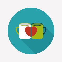 Valentine's day cup flat icon with long shadow eps10 N23