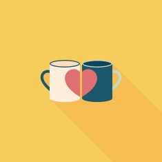Valentine's day cup flat icon with long shadow eps10 N24