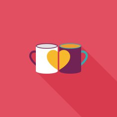 Valentine's day cup flat icon with long shadow eps10 N25