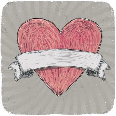 Retro styled tattoo heart with ribbon for your text Layered
