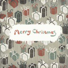 Christmas gifts on wooden texture Vector illustration EPS10