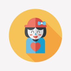 valentine's day girl flat icon with long shadow eps10 N33