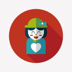 valentine's day girl flat icon with long shadow eps10 N34