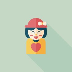valentine's day girl flat icon with long shadow eps10 N35
