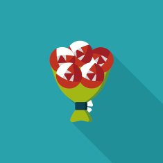 Valentine's Day flower flat icon with long shadow eps10 N86