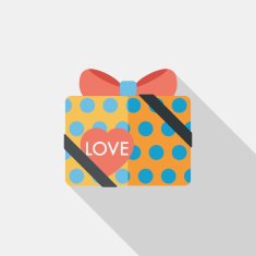 Valentine's Day present flat icon with long shadow eps10 N119