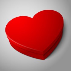 Vector realistic blank bright red heart shape box isolated on N2