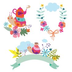 Beutiful floral compositions with cute snail