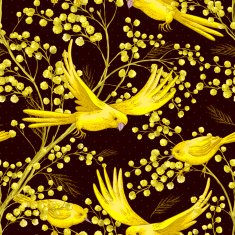 Seamless Pattern with Sprig of Mimosa N2