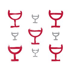 Set of hand-drawn simple half full wineglasses collection