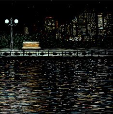 Landscape at night in the park