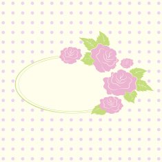 Vintage oval frame with color roses