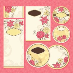 Set of floral wedding cards N49