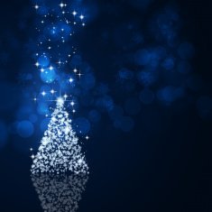 Christmas Magic Tree Blue Background