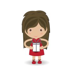 beautiful girl embraces the gift vector illustration
