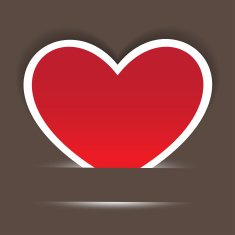 Heart paper sticker with shadow Valentine's day