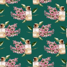 Seamless pattern with the branch of flowers perfume bottle