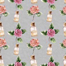 Seamless pattern with flower and perfume bottle
