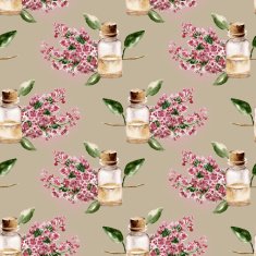 Seamless pattern with the branch of flowers perfume bottle N2