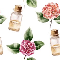Seamless pattern with flower and perfume bottle N3
