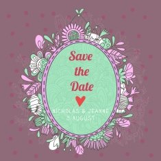 Stylish save the date card Cute wedding invitation in vector N2