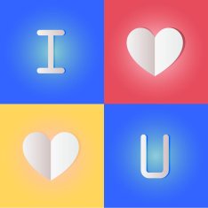 I love u origami on color background Vector illustrator