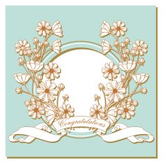 Vintage card with flowers around the frame N3