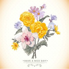 Vintage floral bouquet botanical greeting card N5