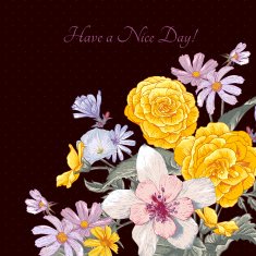 Vintage floral bouquet botanical greeting card N8