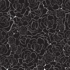 Seamless pattern of black and white roses vector