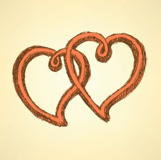 Sketch hearts in vintage style N2