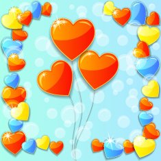 Vector blue Valentine's Day Card with hearts N2