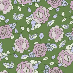 Vector seamless hand-drawn pattern with decorative rose flowers
