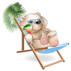 Bear lying sun loungers by the sea N2