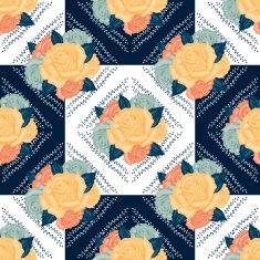 Vector seamless retro flowers pattern with roses N2