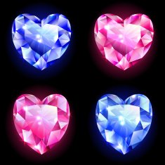 Set of red and blue diamonds