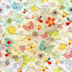 Summer Floral texture with butterflies