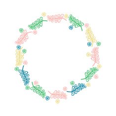 Beautiful Round Frame of Hand Draw Leaves