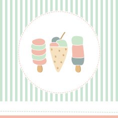 Greeting card with cute ice creams N3