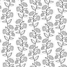 Black and white seamless pattern with flowers N4