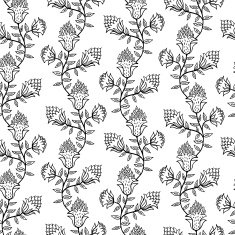 Black and white seamless pattern with flowers N5