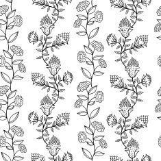 Black and white seamless pattern with flowers N6