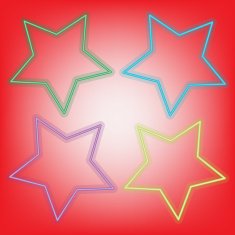 abstract bokeh colorful star on red background