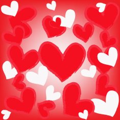 magic colorful heart on a red background