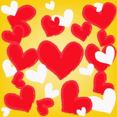 abstract magic colorful heart on yellow background