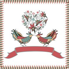 Beautiful greeting card with flowers and birds N6