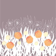 vector stylized field with flowers