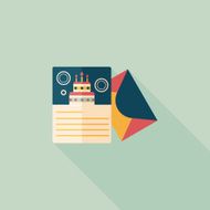 Happy birthday card flat icon with long shadow eps10 N60