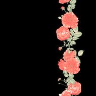Seamless Border of red roses on dark background
